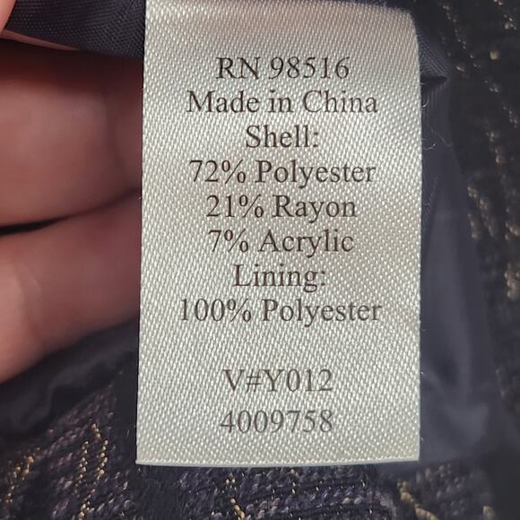 Coldwater Creek Shimmer Jacquard Open Jacket Blazer Blue Black Petite Women's LP - Picture 3 of 8